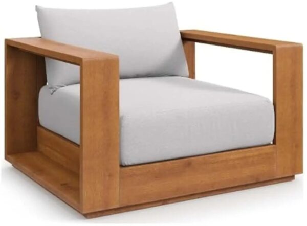 New Outdoor Wood Patio Chair Weather-Resistant Cushions Chair
