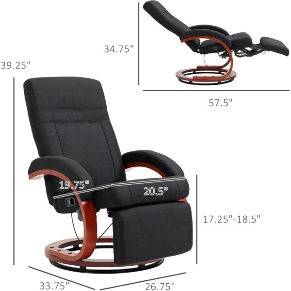 New Recliner Adjustable Swivel Footrest Padded Arms Wood Chair