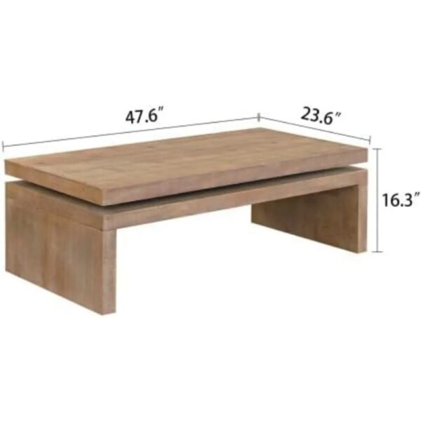 New Natural Wood Coffee Table Rectangle Cocktail Table