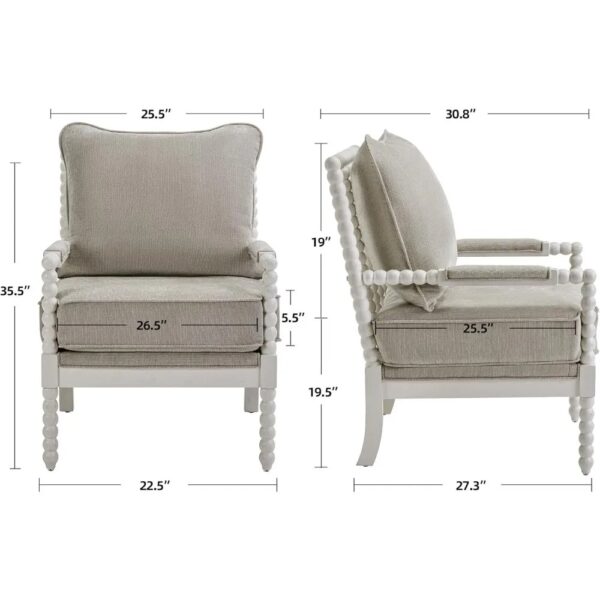 New Spindle Accent Chair Wood Frame High Resilience Cushion Armrest Chair