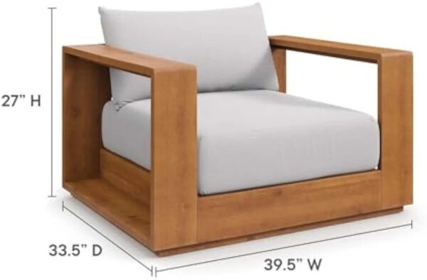 New Outdoor Wood Patio Chair Weather-Resistant Cushions Chair