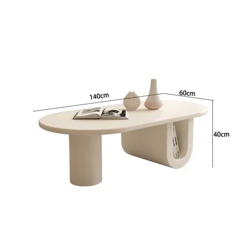 New Oval Coffee Table White Minimalist Modern Wood Table
